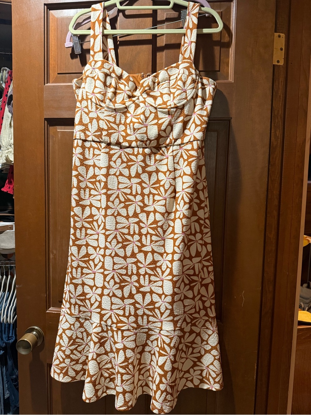 Hatch Cream & Tan Floral Midi Dress